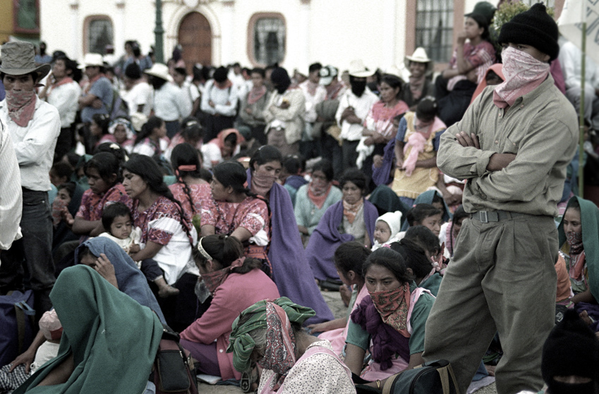 EZLN protest against militarization in Chiapas, San Cristóbal de las Casas 1999