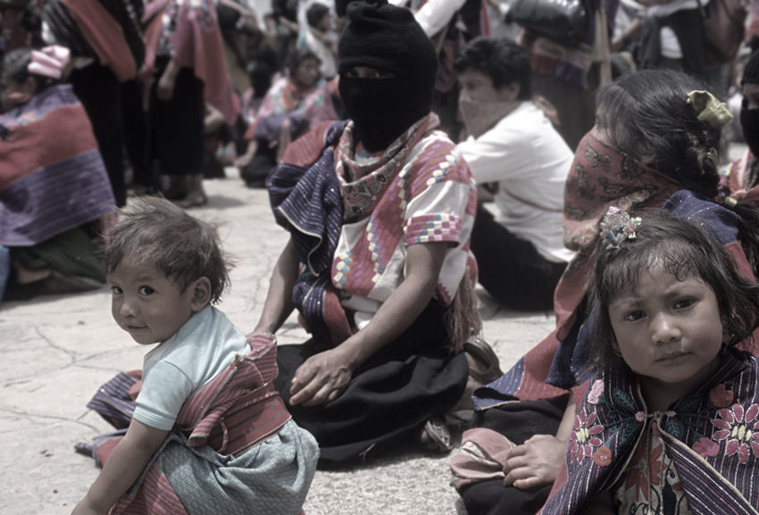 EZLN protest against militarization in Chiapas, San Cristóbal de las Casas 1999