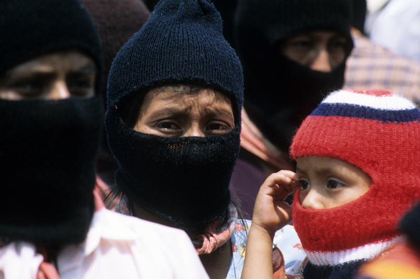 EZLN protest against militarization in Chiapas, México D.F. 1999